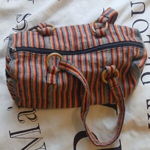 Striped Orange and Gray Women's Bag